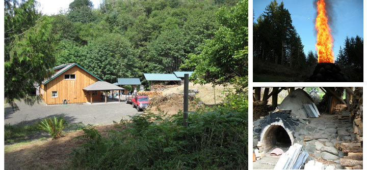 views of the wood fire (anagama) kiln at digger mountain in the oregon coast range